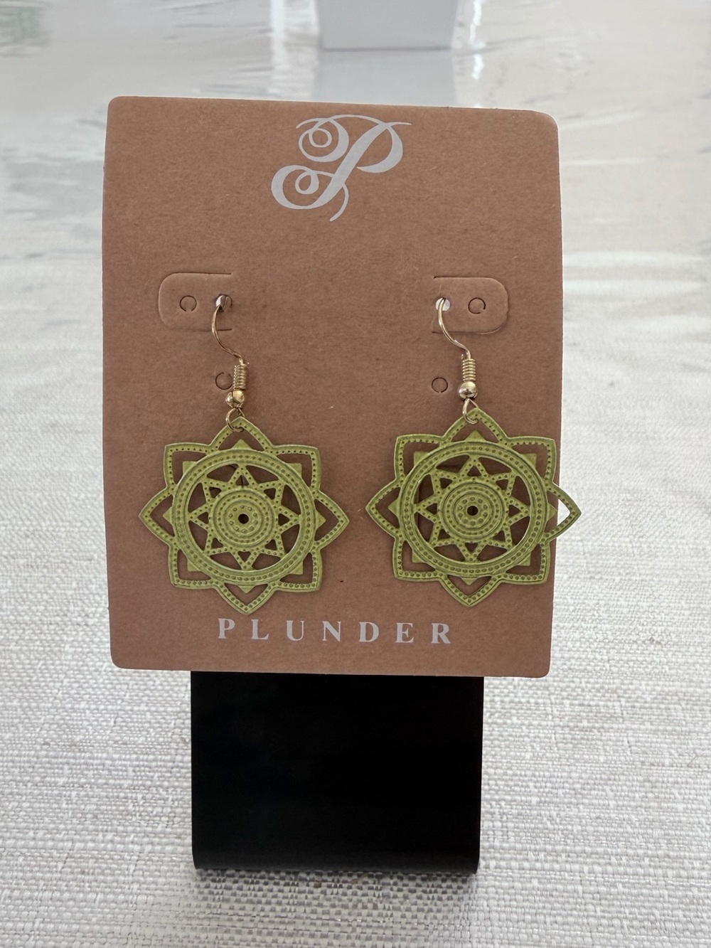 Plunder Lime Green Filigree Mandala Drop Earrings